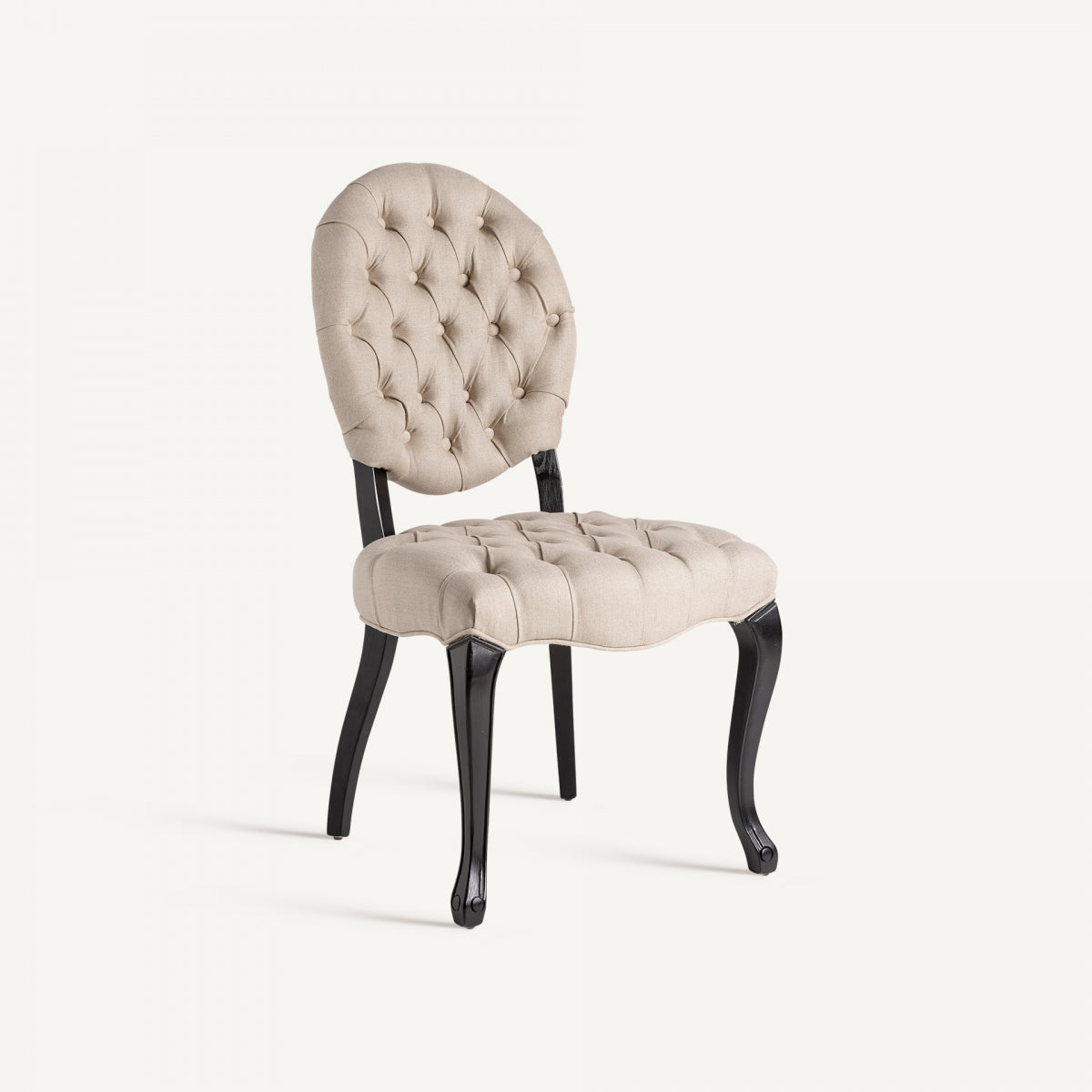 vista frontal silla clasica tapizada pata negra boutique_interiorismo vical