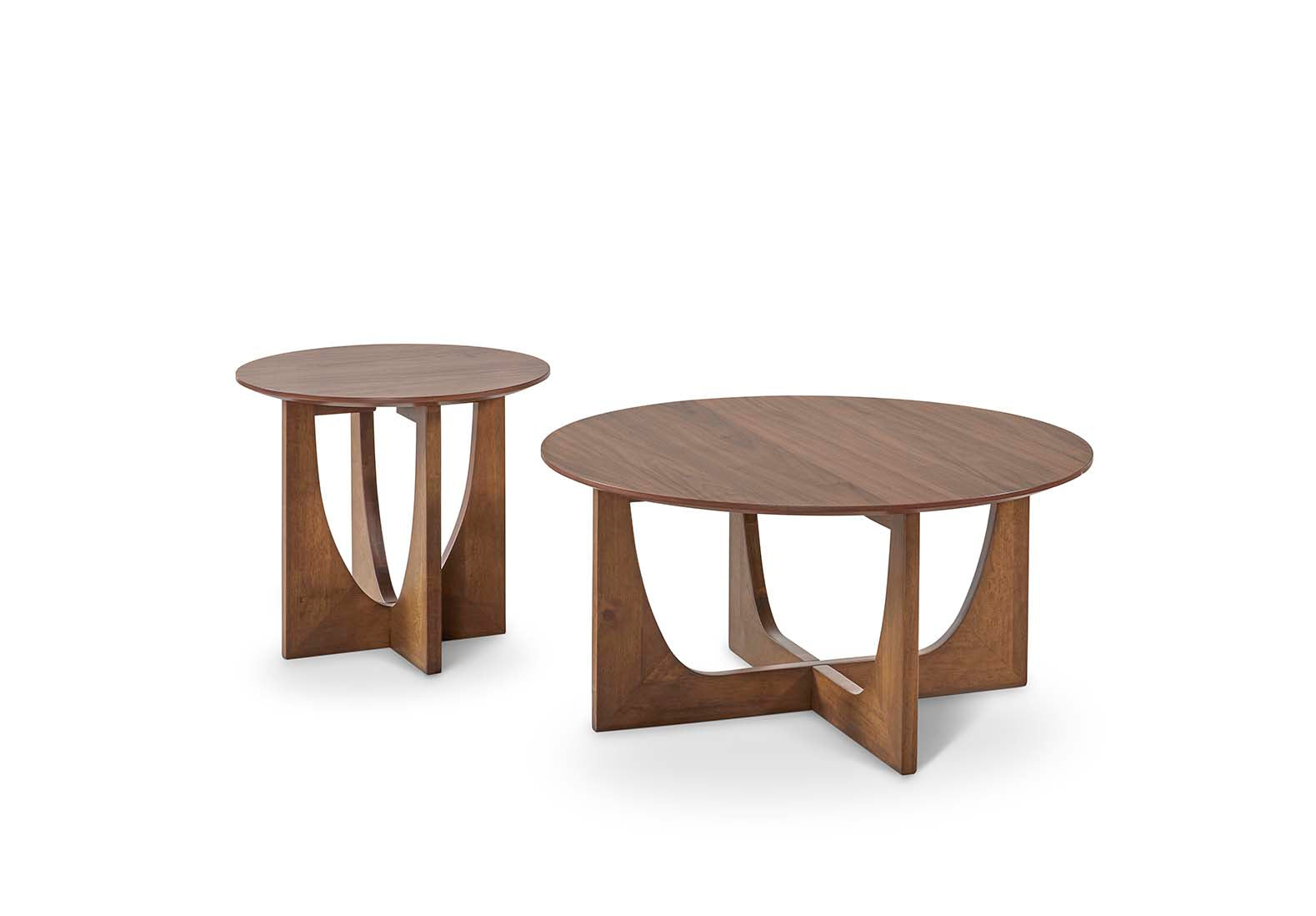 Set de mesas centro nido en madera de nogal con diseño orgánico y patas cónicas, ideal para salones de estilo contemporáneo – Boutique Interiorismo