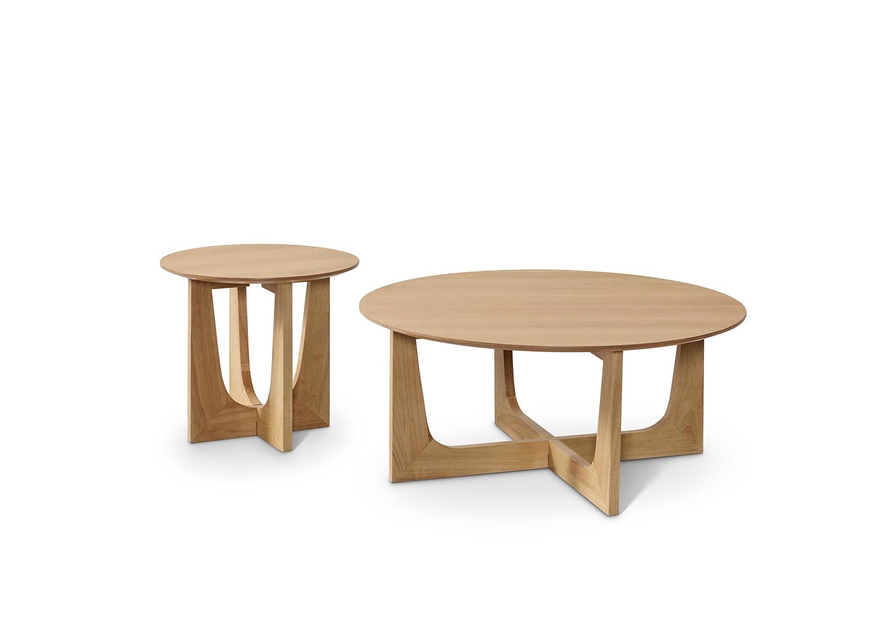 Set de mesas centro nido en madera de nogal con diseño orgánico y patas cónicas, ideal para salones de estilo contemporáneo – Boutique Interiorismo