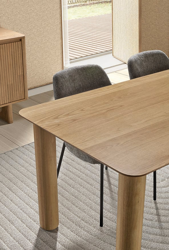 Mesa de Comedor Cilíndrica Lura | Natural o Nogal
