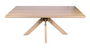 Vista frontal de mesa escandinava con patas en estrella y acabado natural — diseño limpio y equilibrado por Boutique Interiorismo.
