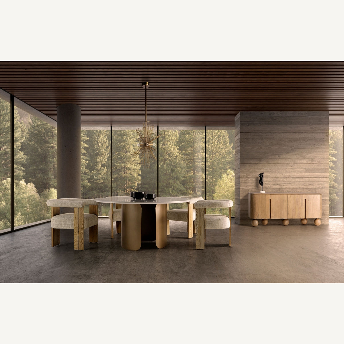 Aparador Bocksberg en espacio decorado con estilo étnico y natural