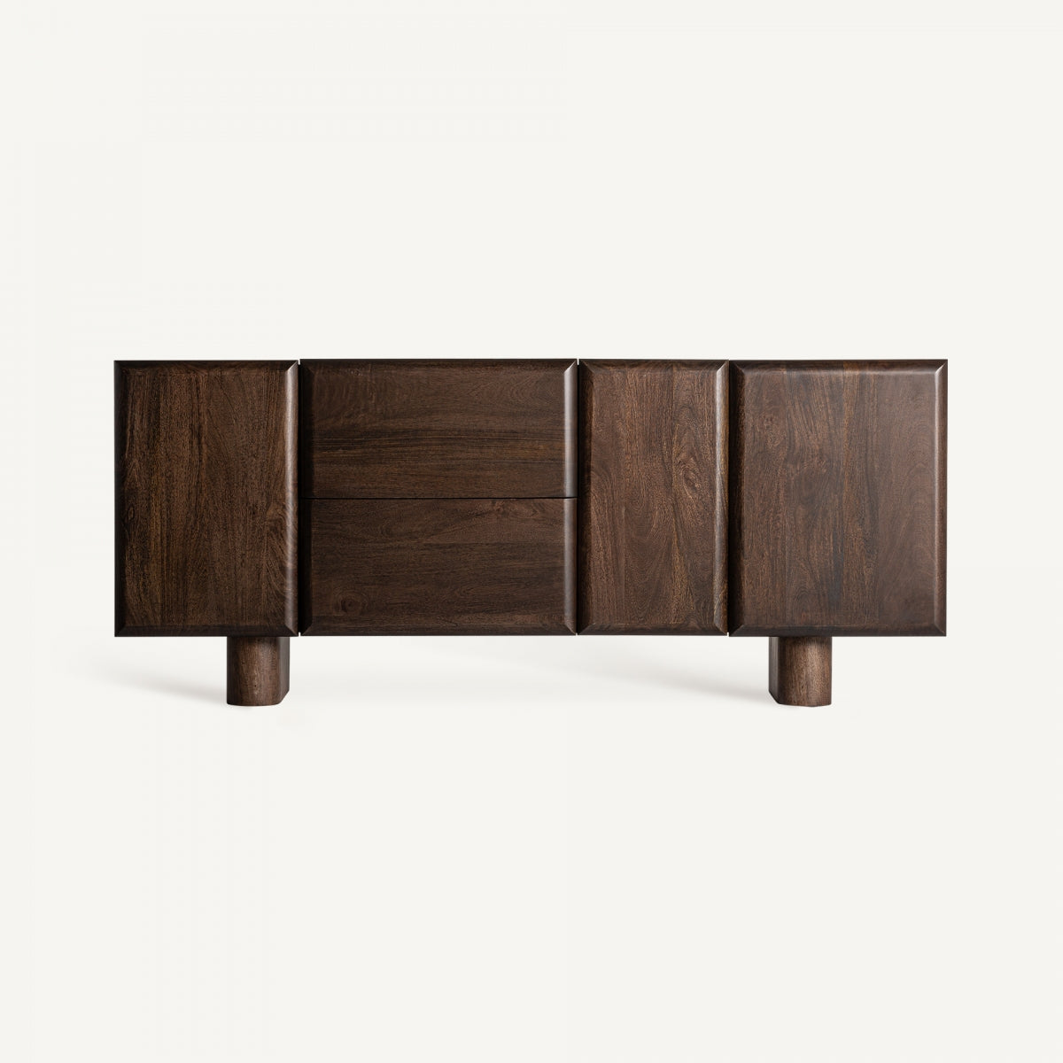Aparador moderno de madera oscura con diseño sobrio y elegante