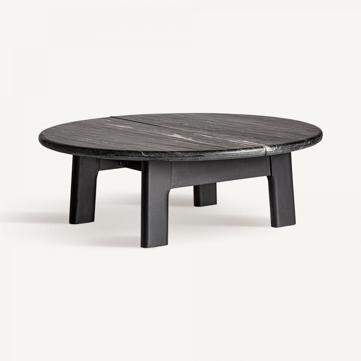 Vista en perspectiva de la mesa Nara circular con base firme y tablero de mármol - boutique_interiorismo-vical