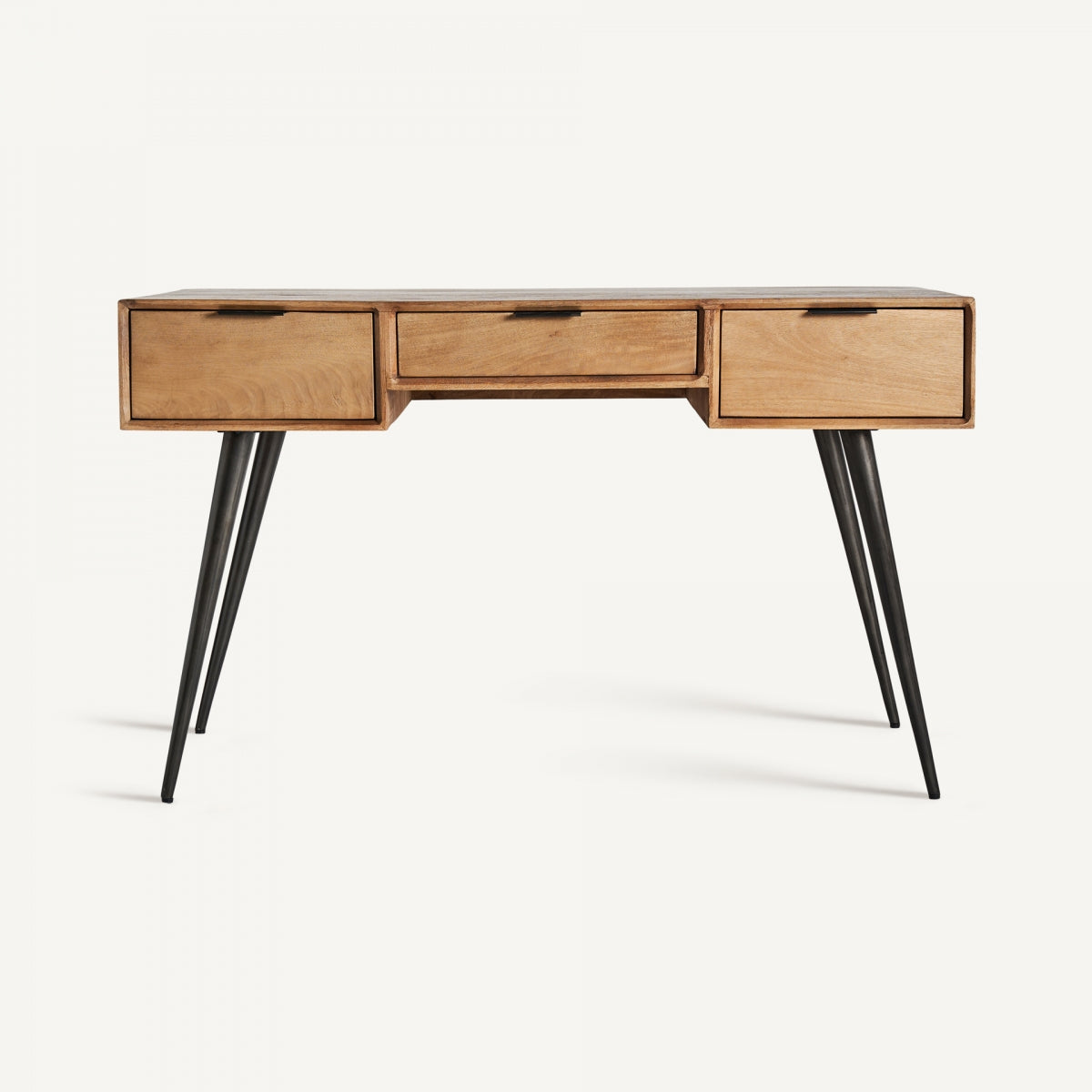 Perspectiva del escritorio mid century, combinación de materiales nobles y líneas limpias