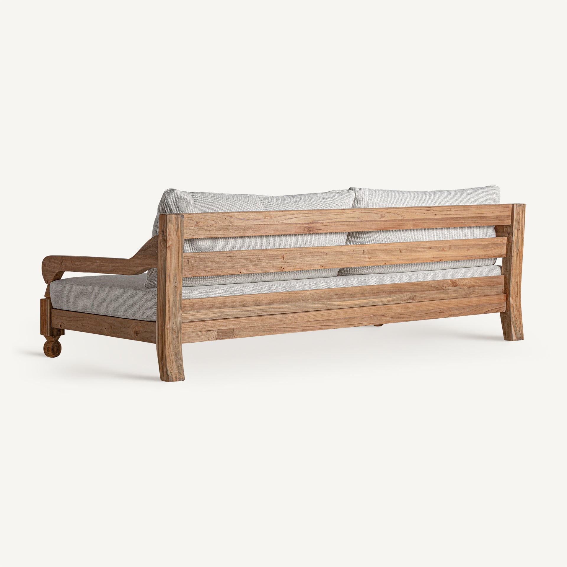 Respaldo de lamas en madera de teka reciclada del sofá Jodphur - boutique interiorismo VICAL
