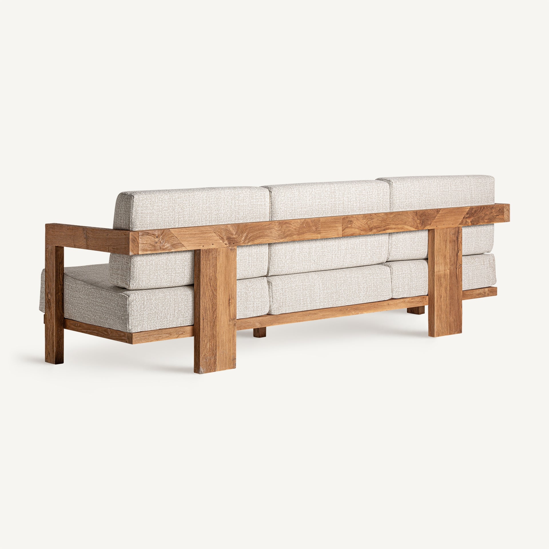 Parte trasera del sofá TESTA con respaldo horizontal de madera reciclada - boutique interiorismo VICAL
