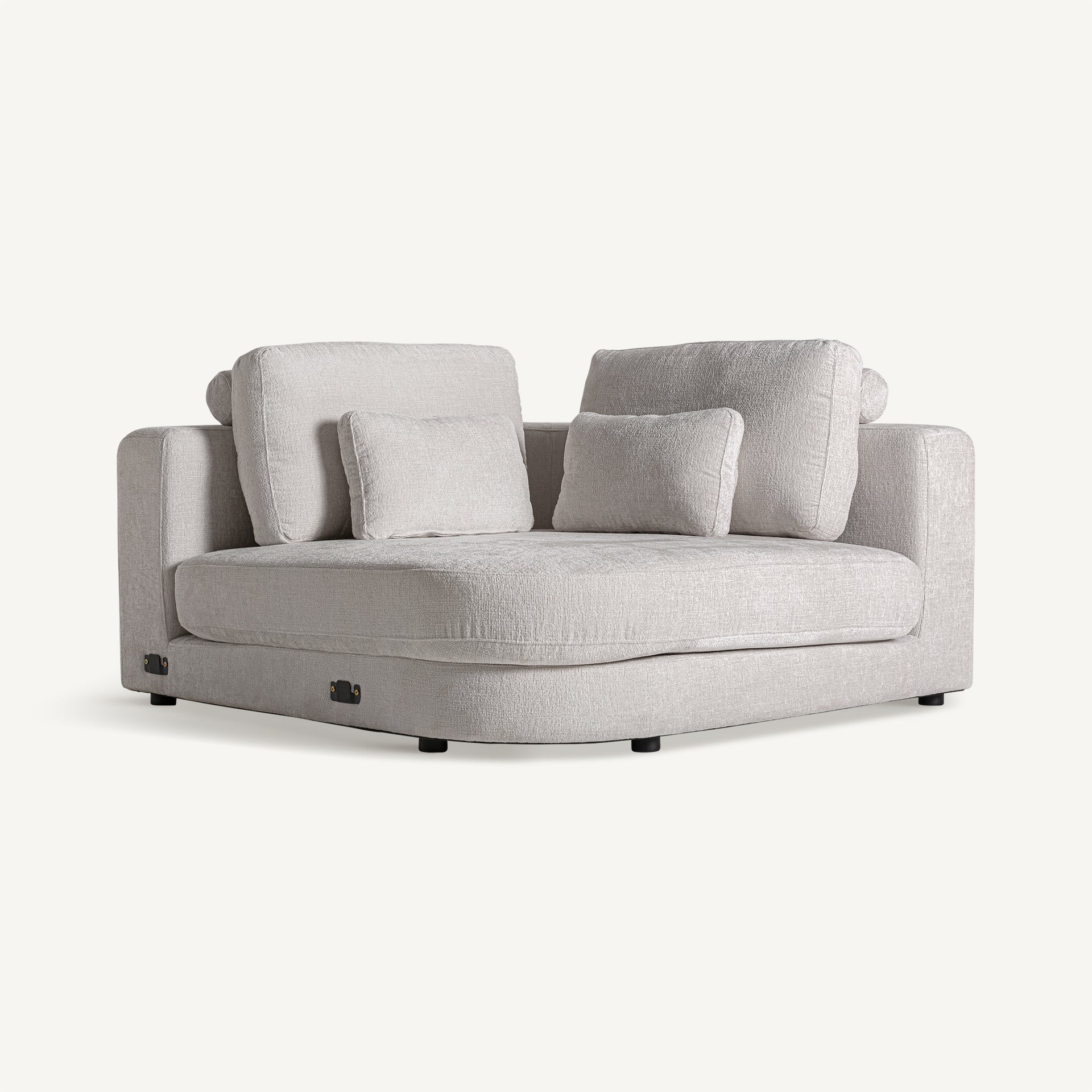 Módulo esquinero Deruta tapizado blanco roto, vista frontal, diseño modular elegante - boutique interiorismo VICAL