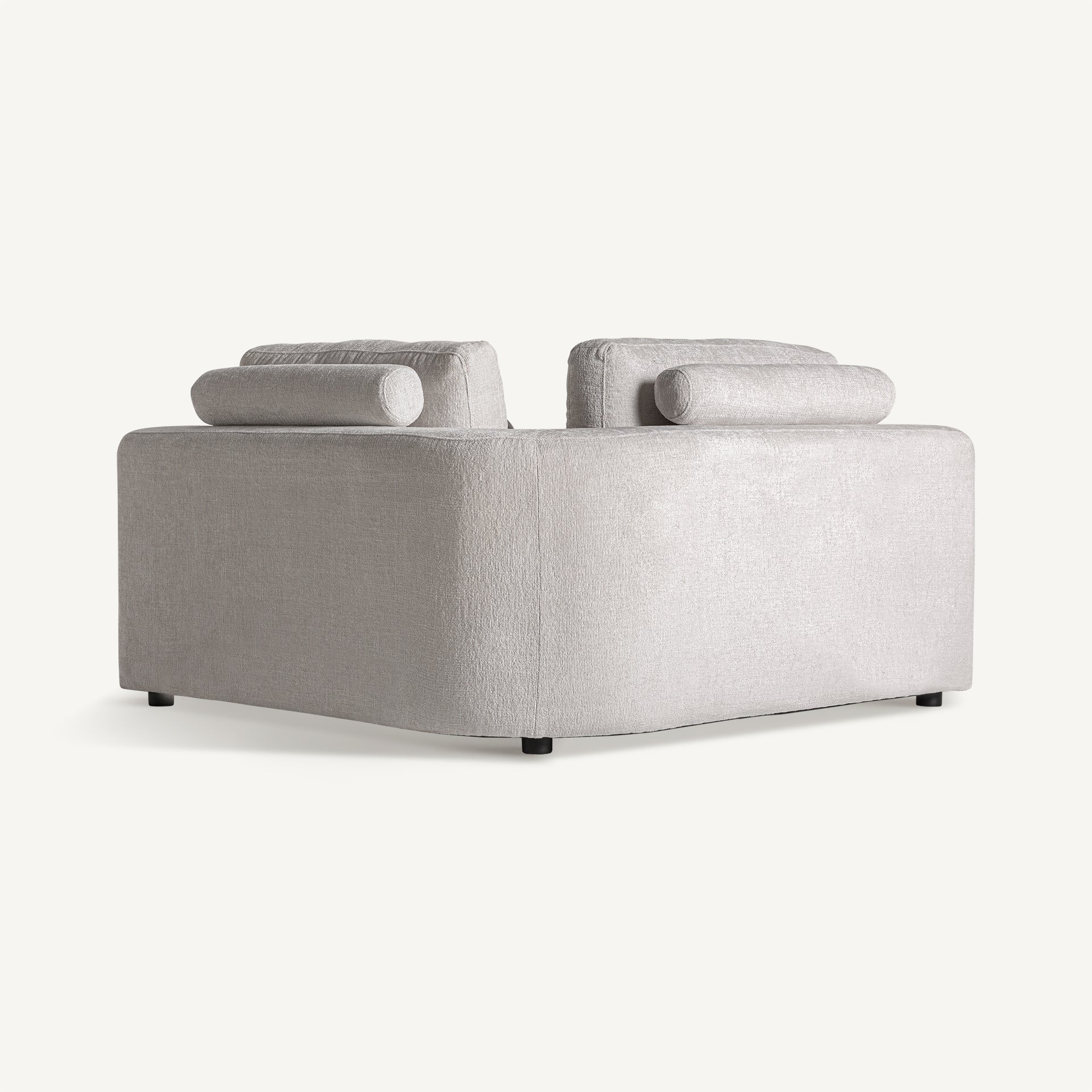 Composición de salón con módulo Deruta esquinero, estilo neutro y natural - boutique interiorismo VICAL