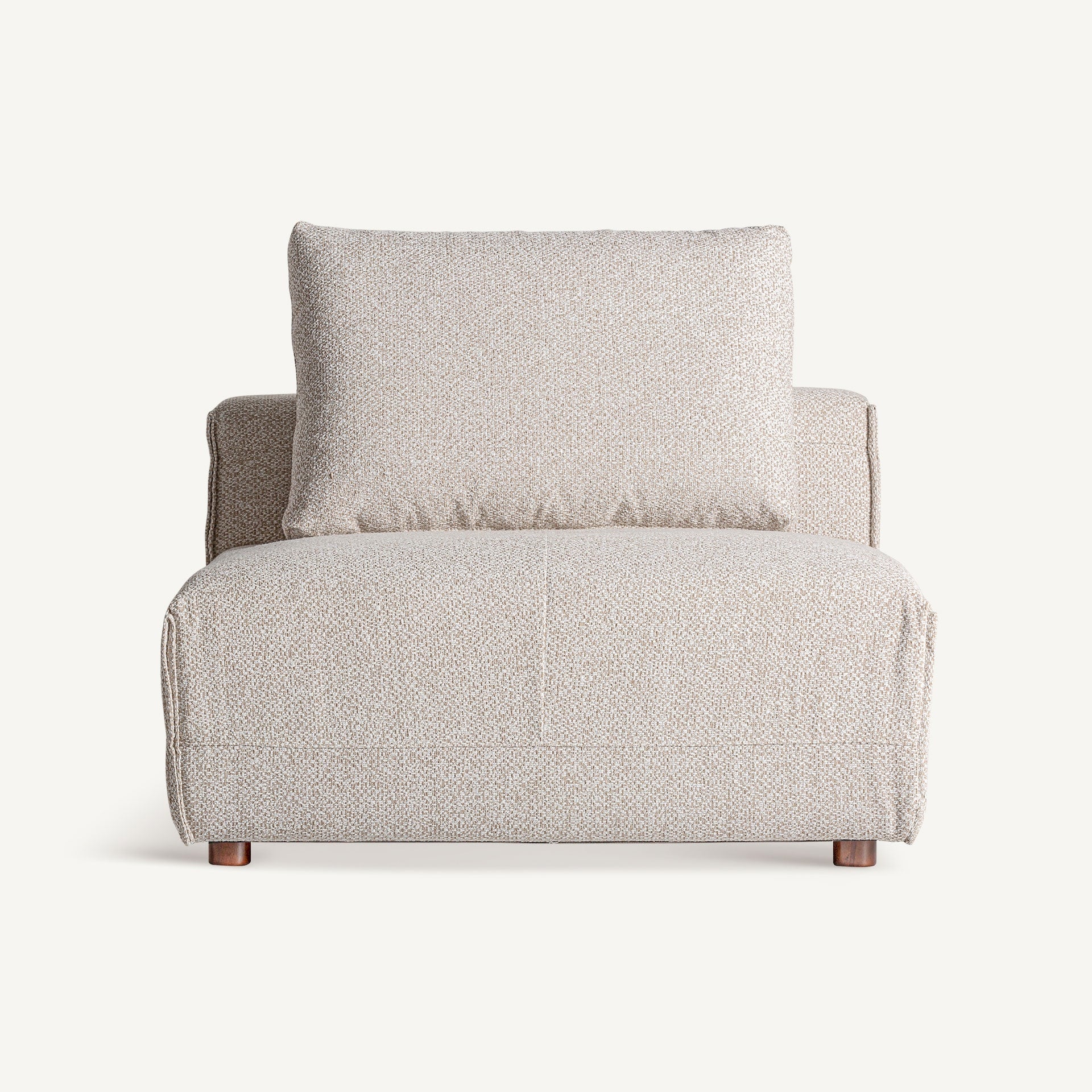Vista frontal del módulo central Vignaie tapizado en poliéster crema, estilo contemporáneo - boutique interiorismo VICAL