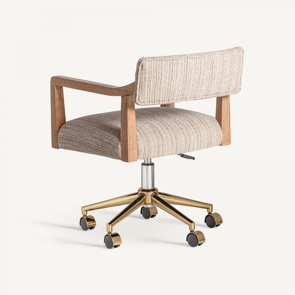 Vista trasera de la silla Nozay con respaldo tapizado y estructura en madera natural - boutique_interiorismo - vical