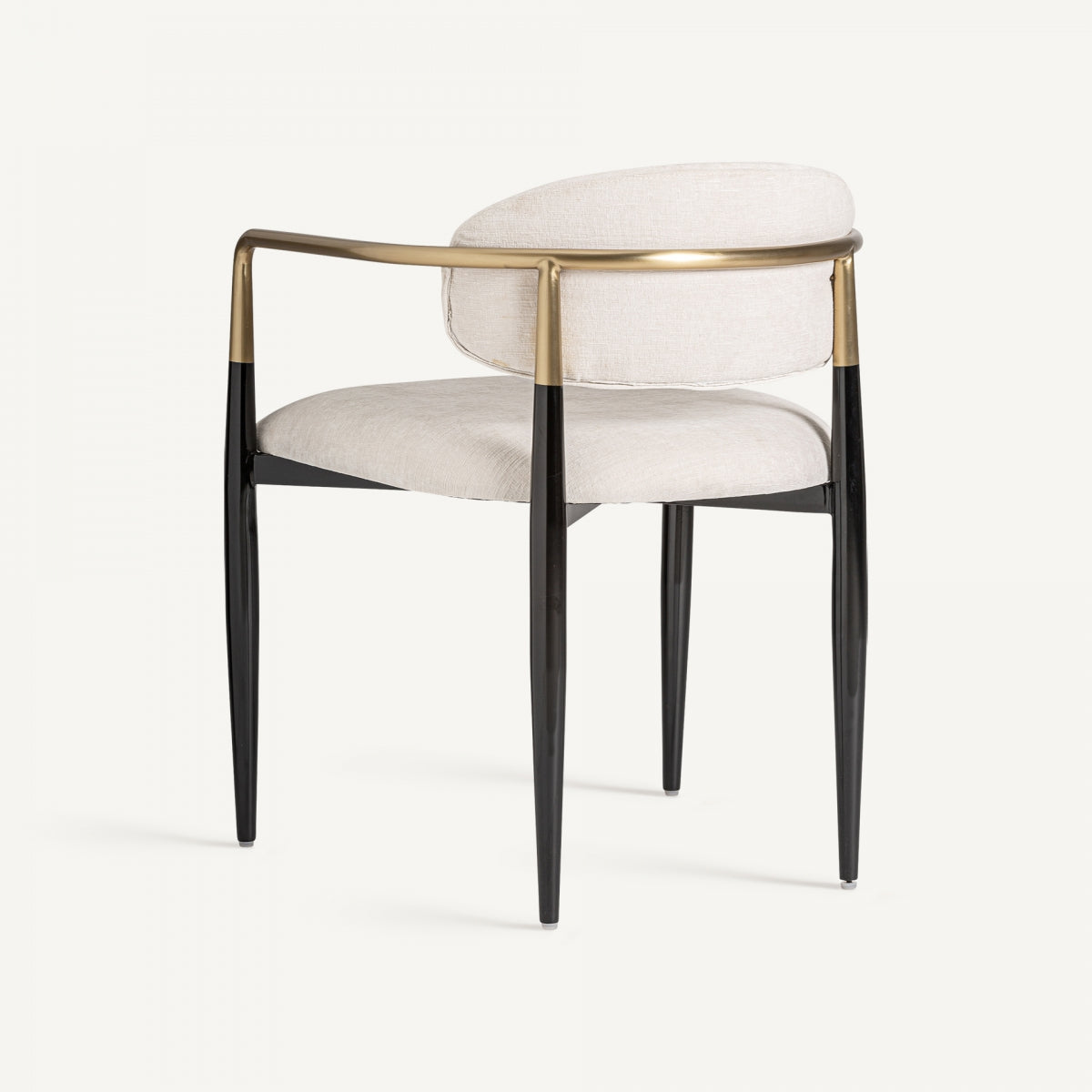 Silla negra con dorado y formas geométricas, estilo glamuroso y retro