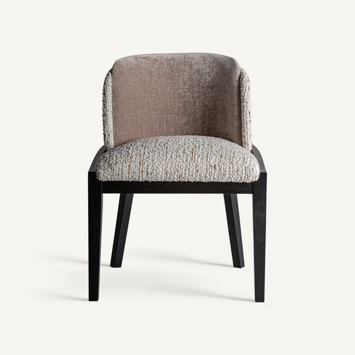 vista frontal silla negra algodon marron diseno retro boutique_interiorismo vical