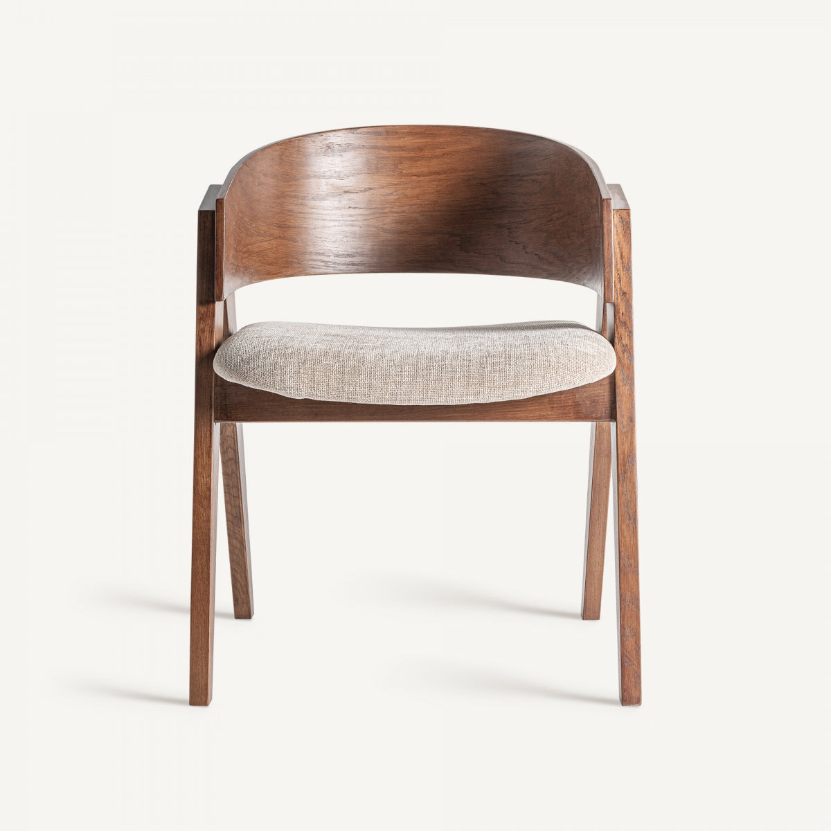 vista frontal silla roble tapizado beige comedor clasico boutique_interiorismo vical