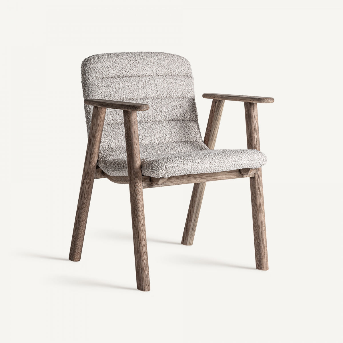 Silla jacquard con brazos en madera vista frontal en estilo nórdico - boutique_interiorismo Vical
