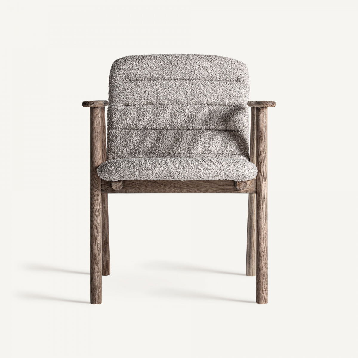 Vista frontal de la silla jacquard con estructura de madera y tapizado acolchado - boutique_interiorismo Vical