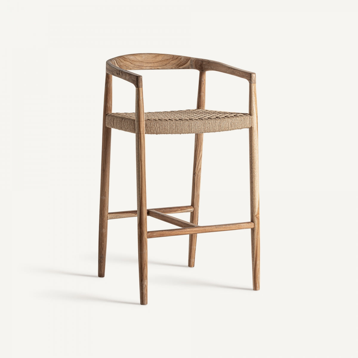 taburete madera natural asiento cuerda vista frontal boutique_interiorismo vical